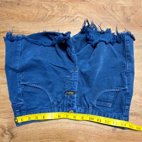 Vintage Marithe Francois Girbaud Denim Shorts Frayed Hem Blue 90s Womens 29 - Picture 7 of 10